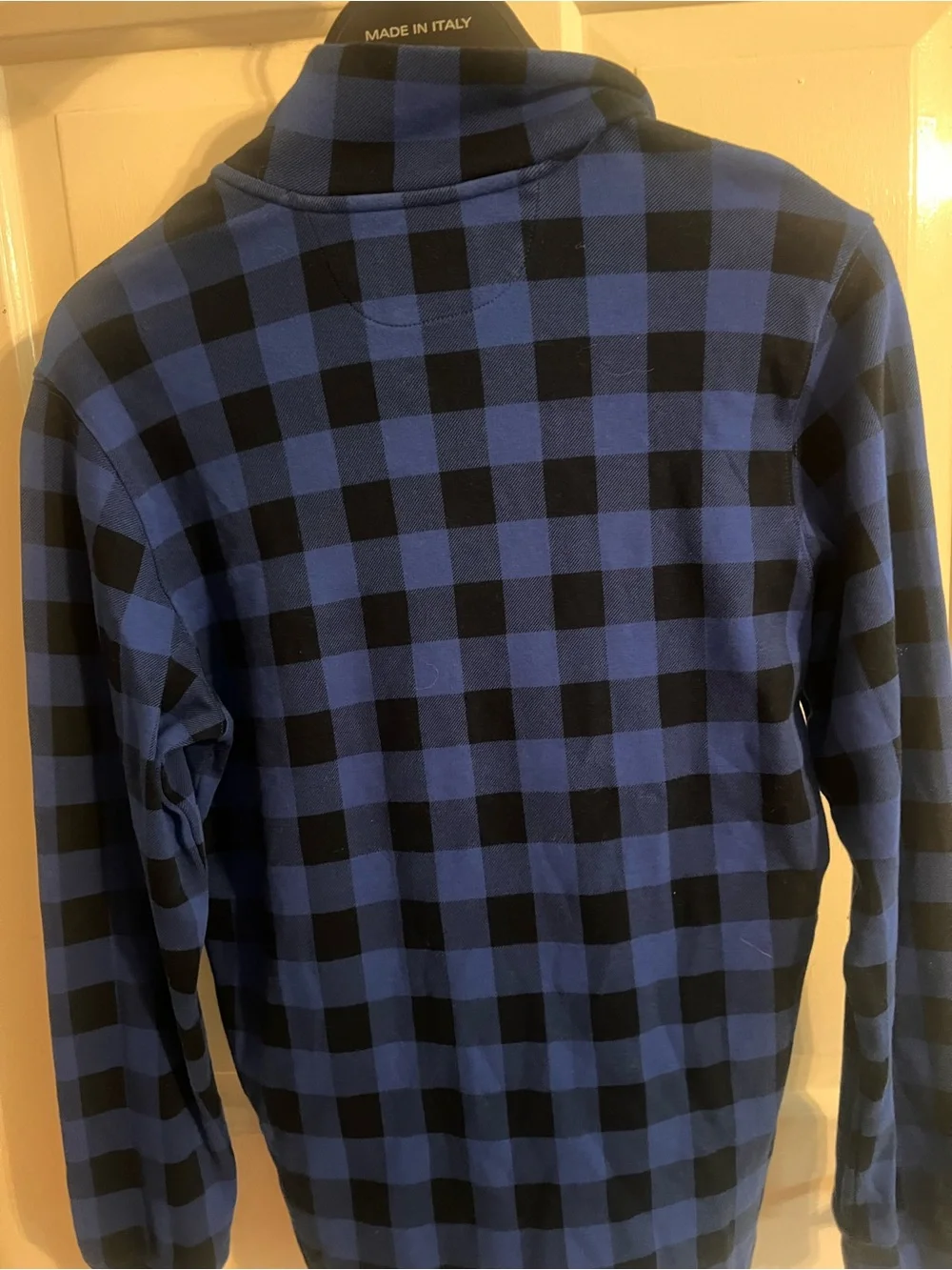 Ralph Lauren polo Plaid Estate-Rib Quarter-Zip Pullover large blue black tartan